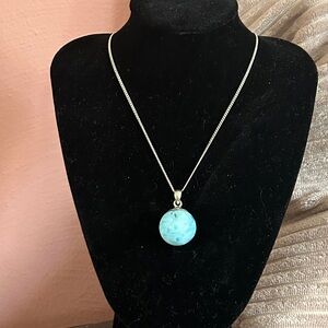 Larimar stone ball Pendant Necklace